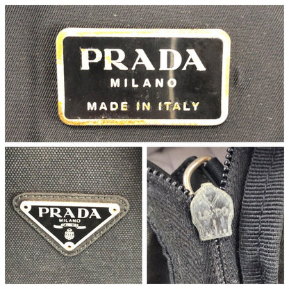 Prada Tessuto Triangular Black Silver Nylon Backpack — view 4