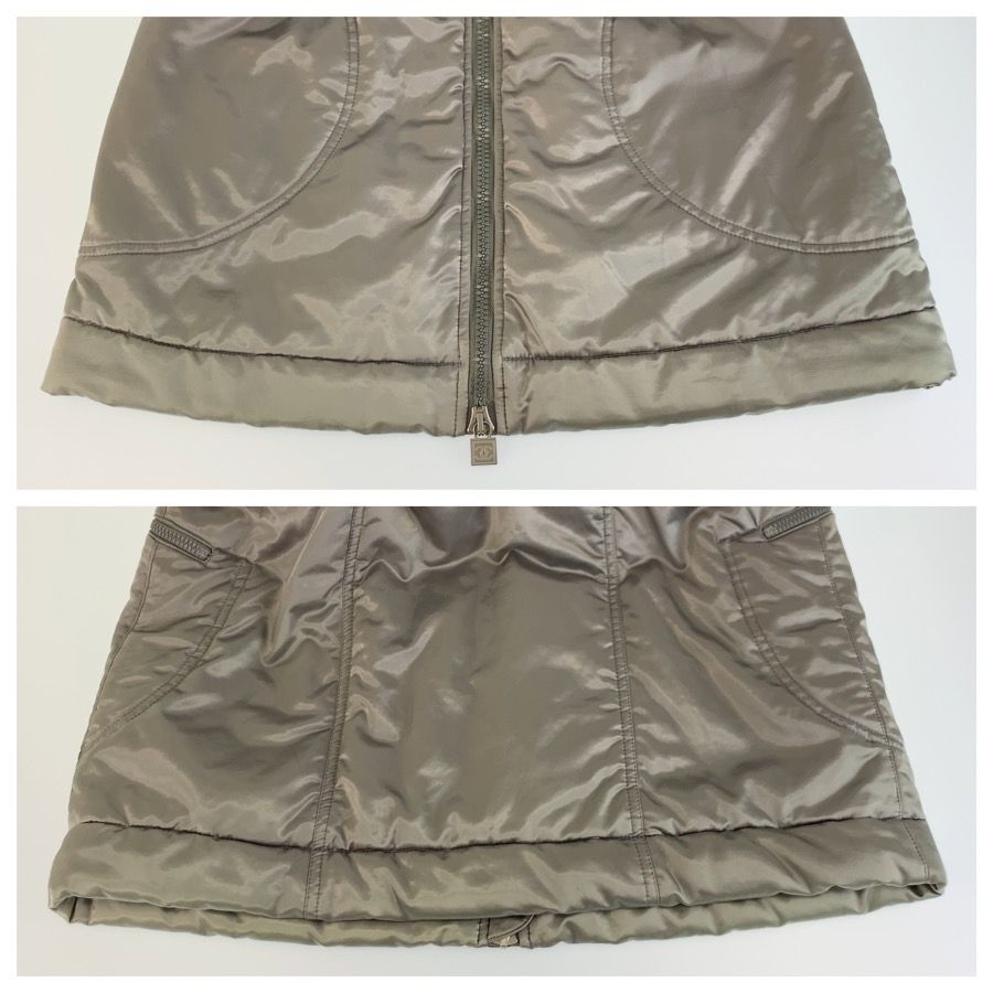 Chanel Sports Line CC Logo Gray Silver Down Coat Zip Upcoat — view 6