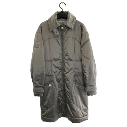 Chanel Sports Line CC Logo Gray Silver Down Coat Zip Upcoat