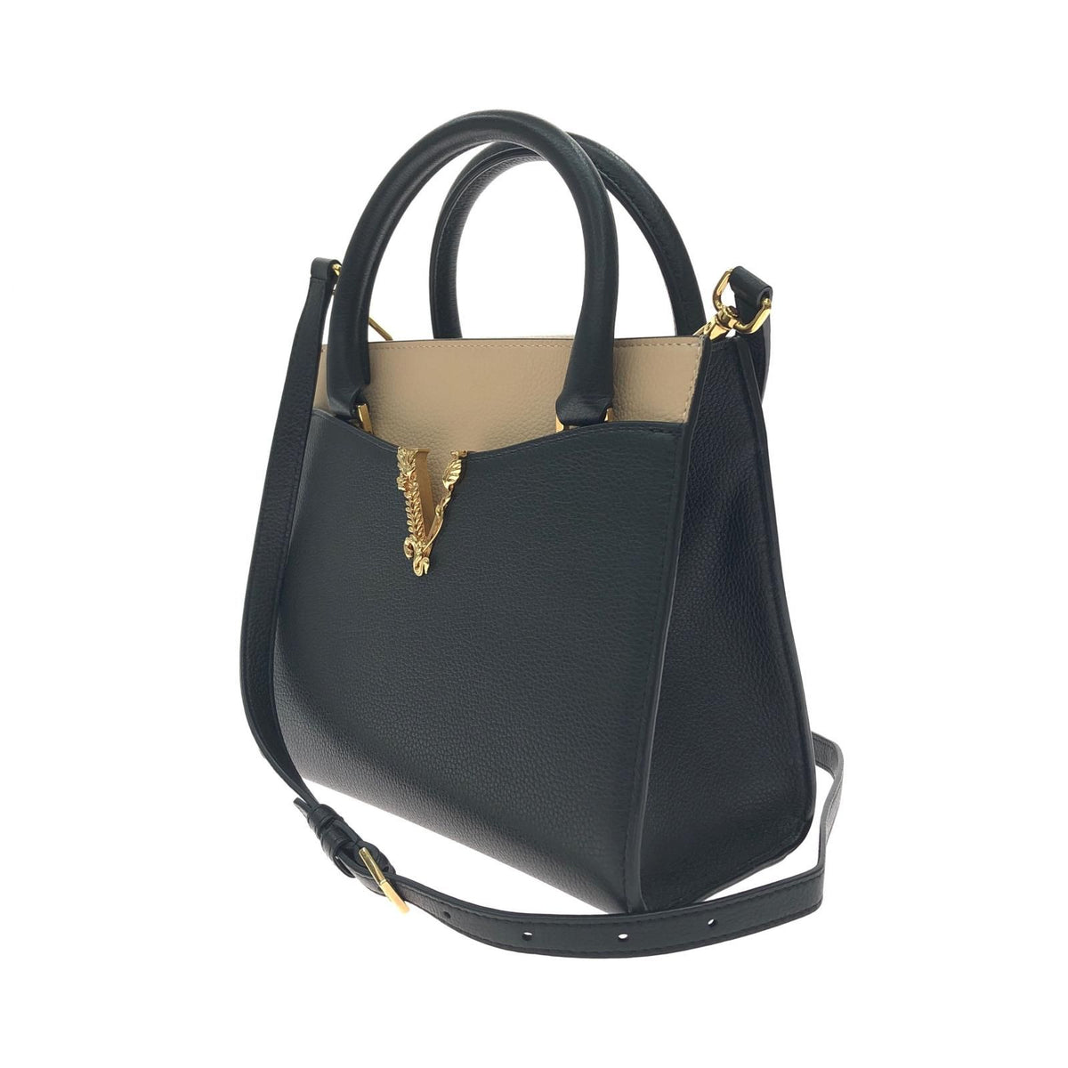 Versace 2-Way Bag Handle Shoulder Virtus Black Beige — view 2