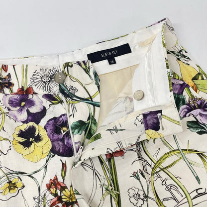 Gucci Ivory Linen Floral Shorts 36 — view 5