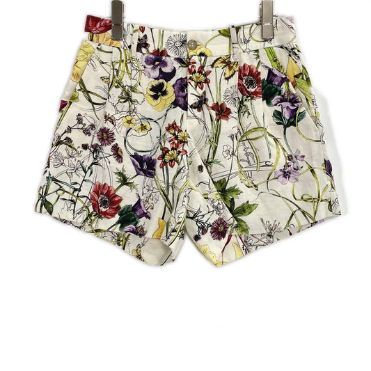 Gucci Ivory Linen Floral Shorts 36
