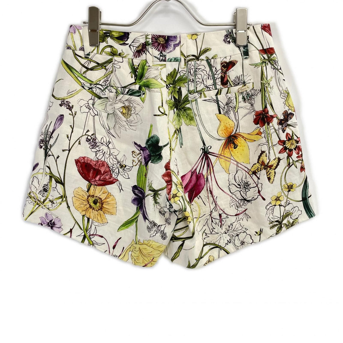 Gucci Ivory Linen Floral Shorts 36 — view 2