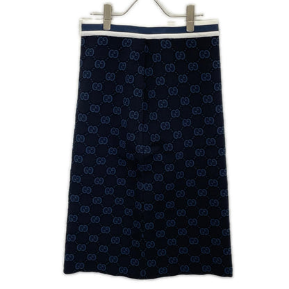 Gucci Navy GG Fine Cotton Jacquard Skirt — view 2