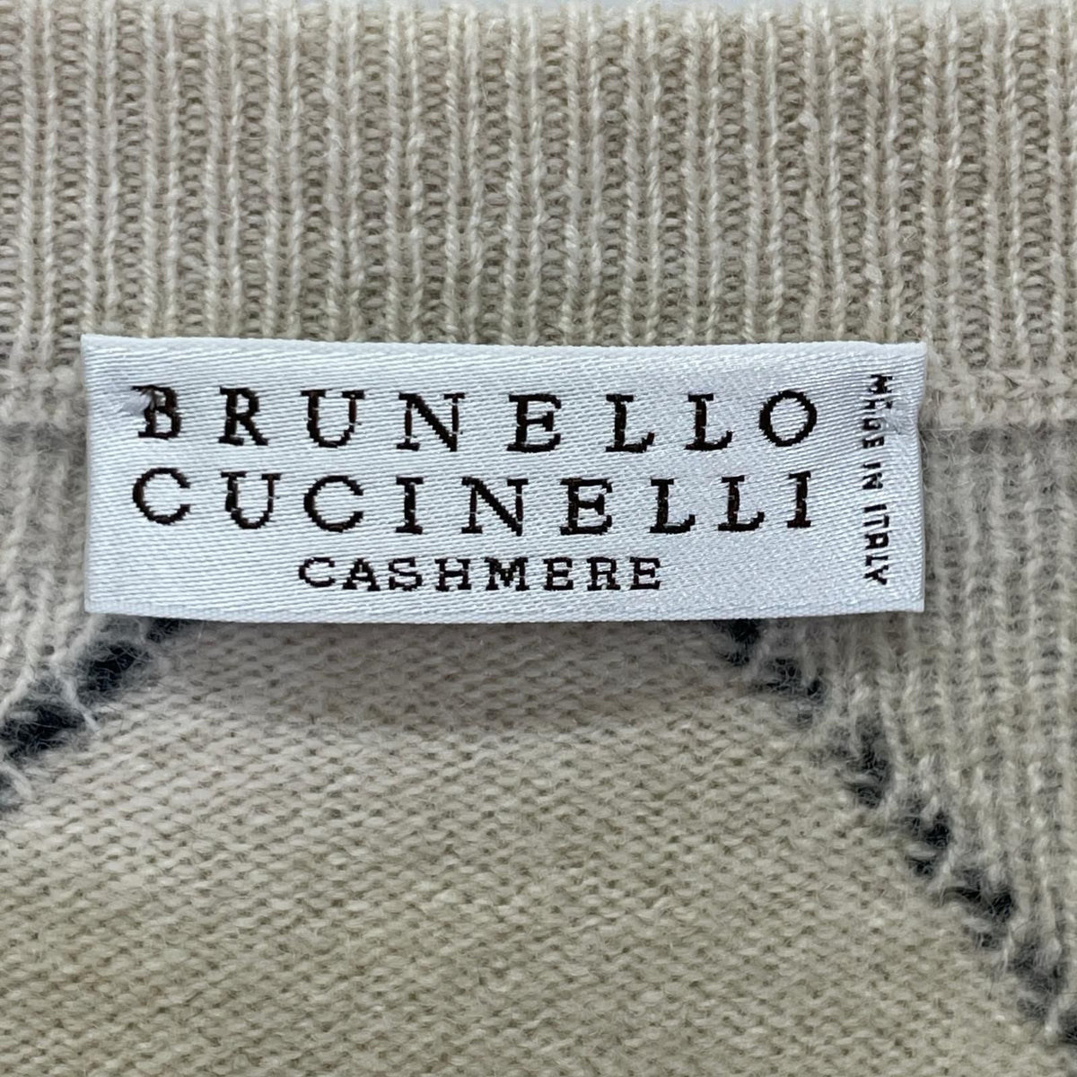 Brunello Cucinelli White Wool Cashmere Argyle Check Knit Top Sweater — view 3