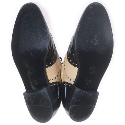 Chanel CC Spectator Oxfords Wingtip Oxfords Lace Up Leather Shoes Beige Black — view 5