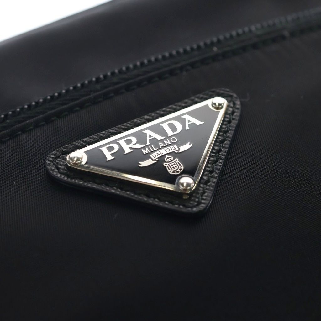 Prada Triangle Logo Re-Nylon Shoulder Bag Black — view 6