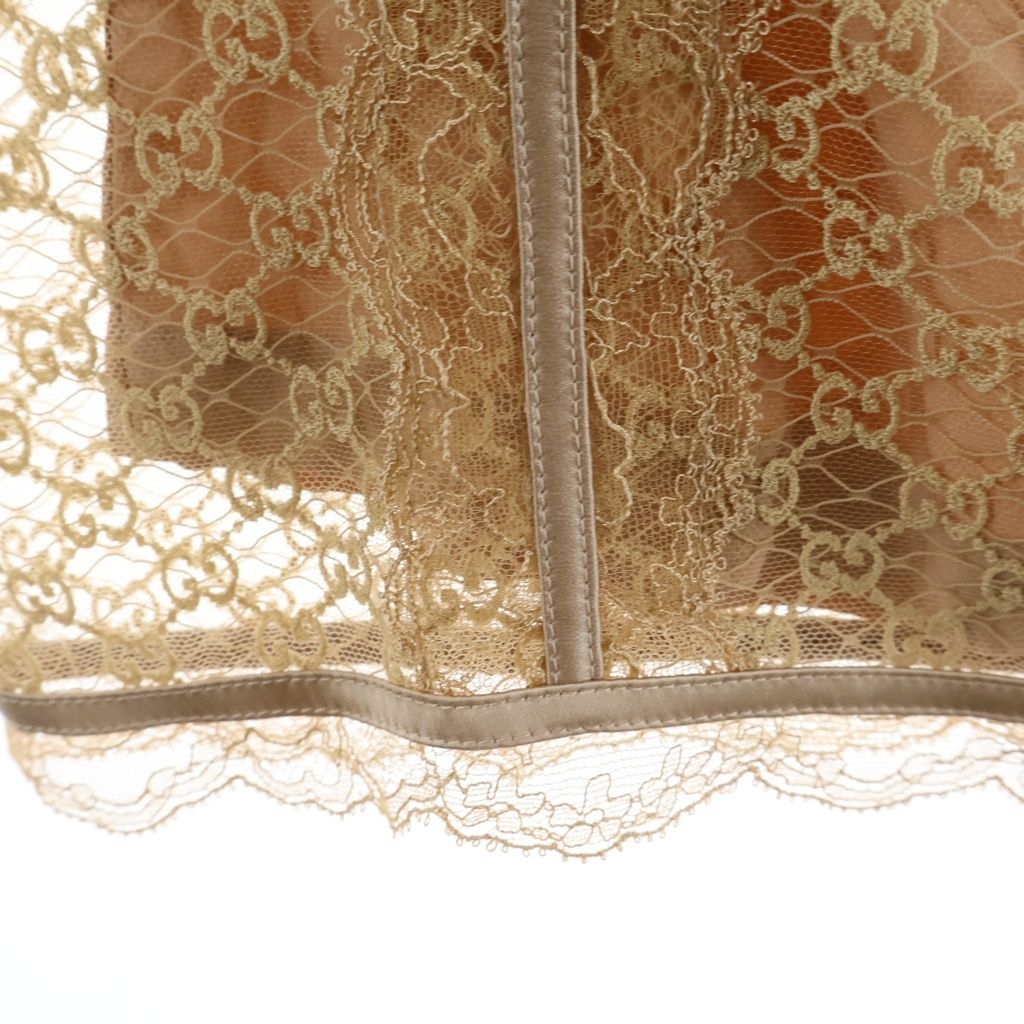 Gucci 22 AW GG Net Lace Trim Long Skirt Togo Cotton Beige — view 6
