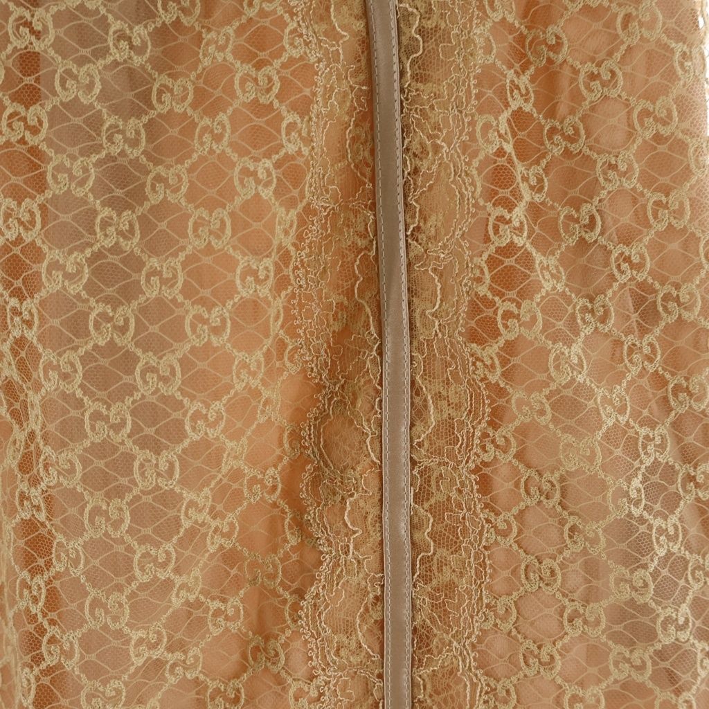 Gucci 22 AW GG Net Lace Trim Long Skirt Togo Cotton Beige — view 5