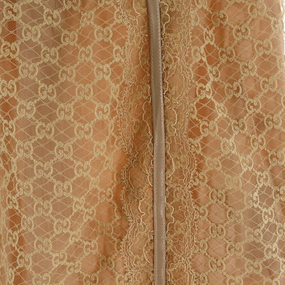 Gucci 22 AW GG Net Lace Trim Long Skirt Togo Cotton Beige — view 5