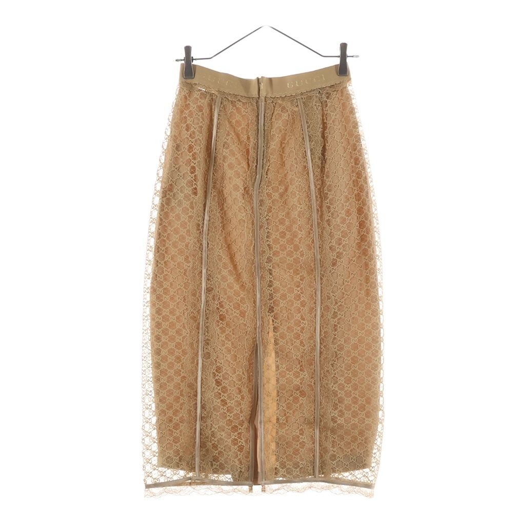 Gucci 22 AW GG Net Lace Trim Long Skirt Togo Cotton Beige — view 2