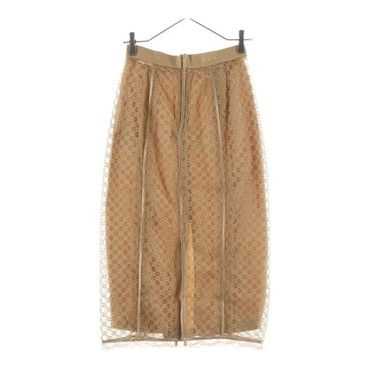 Gucci 22 AW GG Net Lace Trim Long Skirt Togo Cotton Beige — view 2