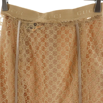 Gucci 22 AW GG Net Lace Trim Long Skirt Togo Cotton Beige — view 3