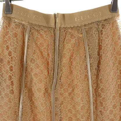 Gucci 22 AW GG Net Lace Trim Long Skirt Togo Cotton Beige — view 4