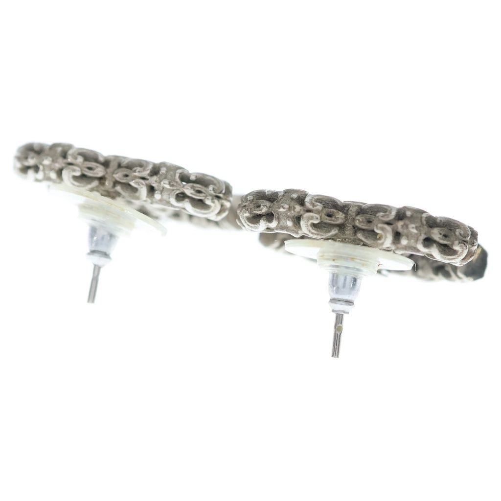 Chanel CC Logo Stud Earrings Silver — view 2