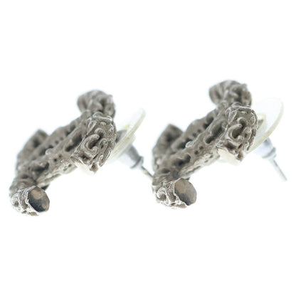 Chanel CC Logo Stud Earrings Silver — view 3