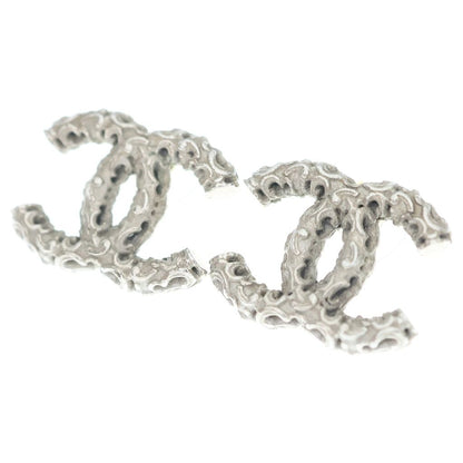 Chanel CC Logo Stud Earrings Silver