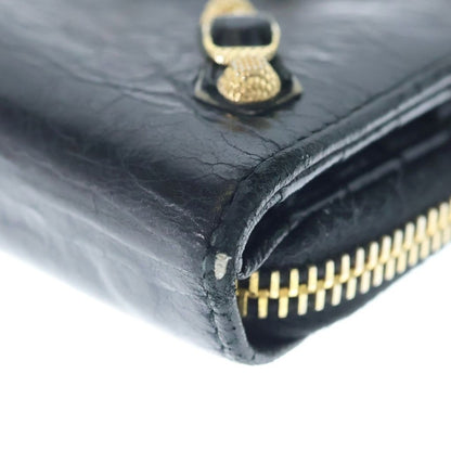 Balenciaga City Zip Around Compact Wallet Black Gold — view 6