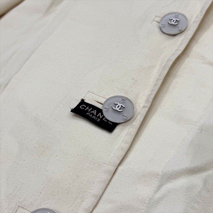 Chanel 99P CC Logo Button Long Coat Ivory — view 7
