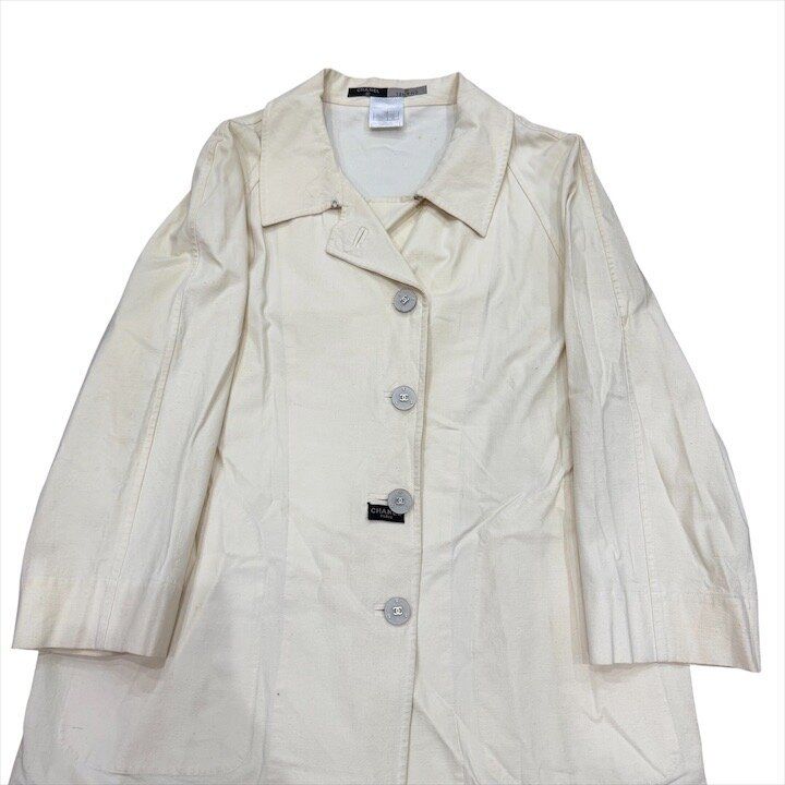 Chanel 99P CC Logo Button Long Coat Ivory — view 2