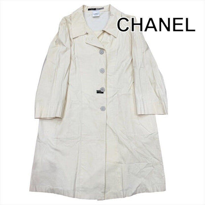 Chanel 99P CC Logo Button Long Coat Ivory