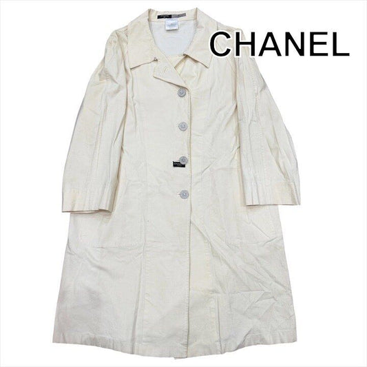 Chanel 99P CC Logo Button Long Coat Ivory