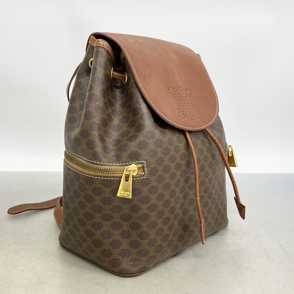 Celine Backpack Macadam Brown Gold — view 2