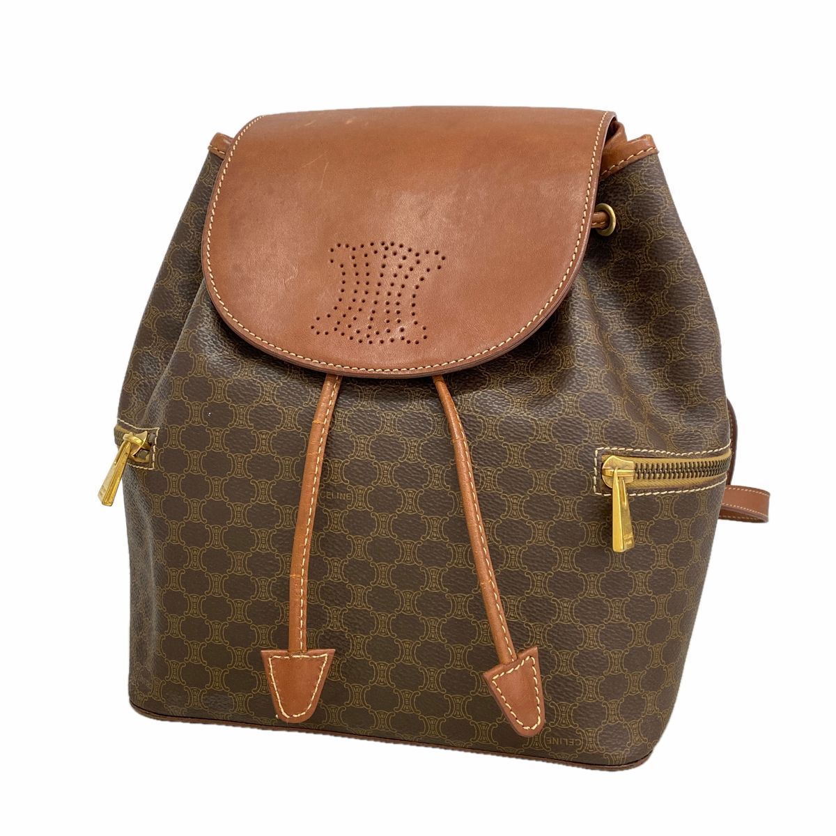 Celine Backpack Macadam Brown Gold