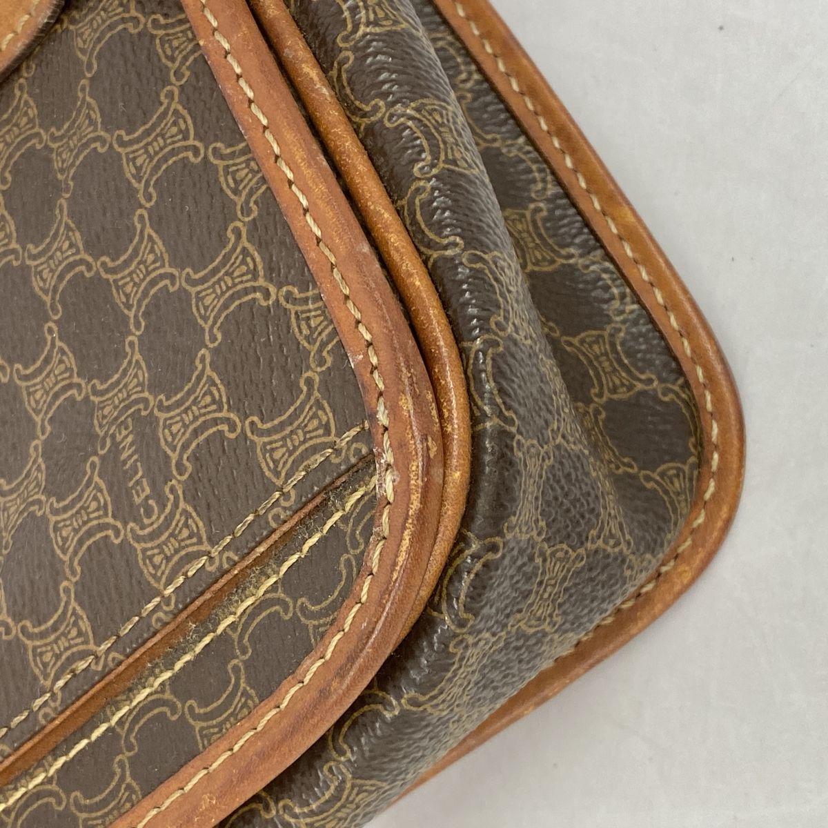 Celine Shoulder Bag Macadam Brown Gold — view 7
