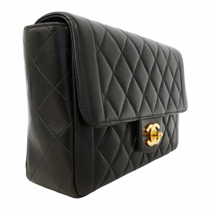 Chanel Shoulder Bag Quilted Lambskin Black Gold — view 2