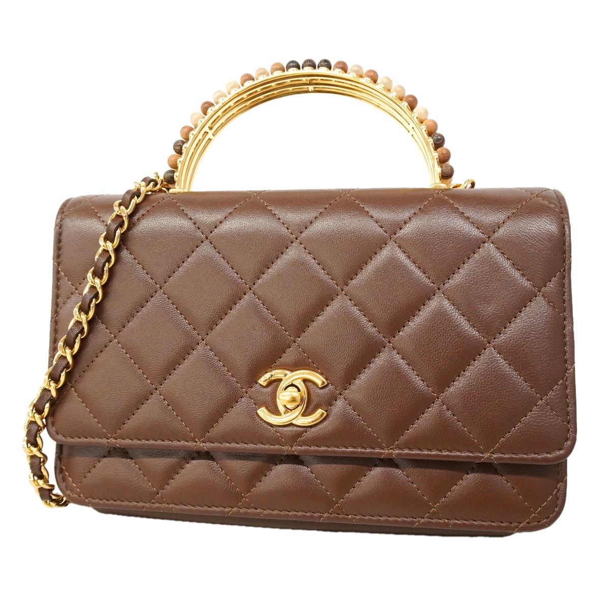 Chanel Wallet on Chain Quilted Lambskin Brown Gold