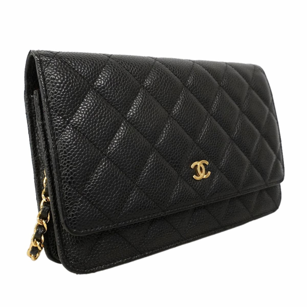 Chanel Wallet on Chain Quilted Caviar Leather Black Gold — view 2