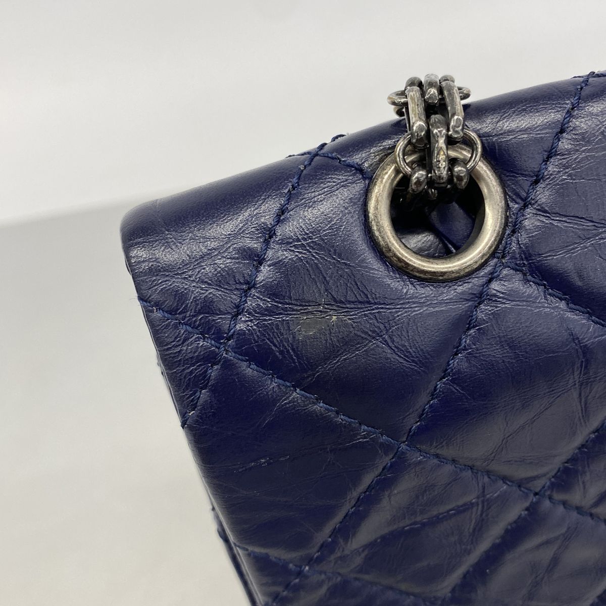 Chanel Shoulder Bag 2.55 Quilted Leather Blue Silver — view 8