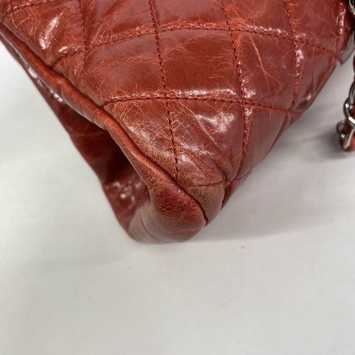 Chanel Shoulder Bag Quilted Leather Red Silver — view 6