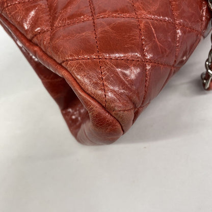 Chanel Shoulder Bag Quilted Leather Red Silver — view 6