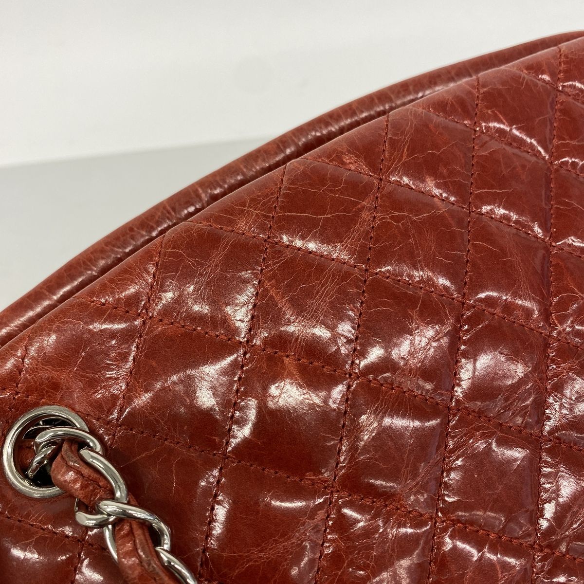 Chanel Shoulder Bag Quilted Leather Red Silver — view 7