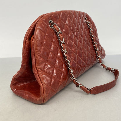 Chanel Shoulder Bag Quilted Leather Red Silver — view 2
