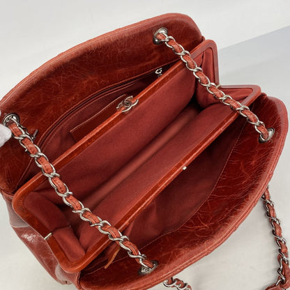 Chanel Shoulder Bag Quilted Leather Red Silver — view 4