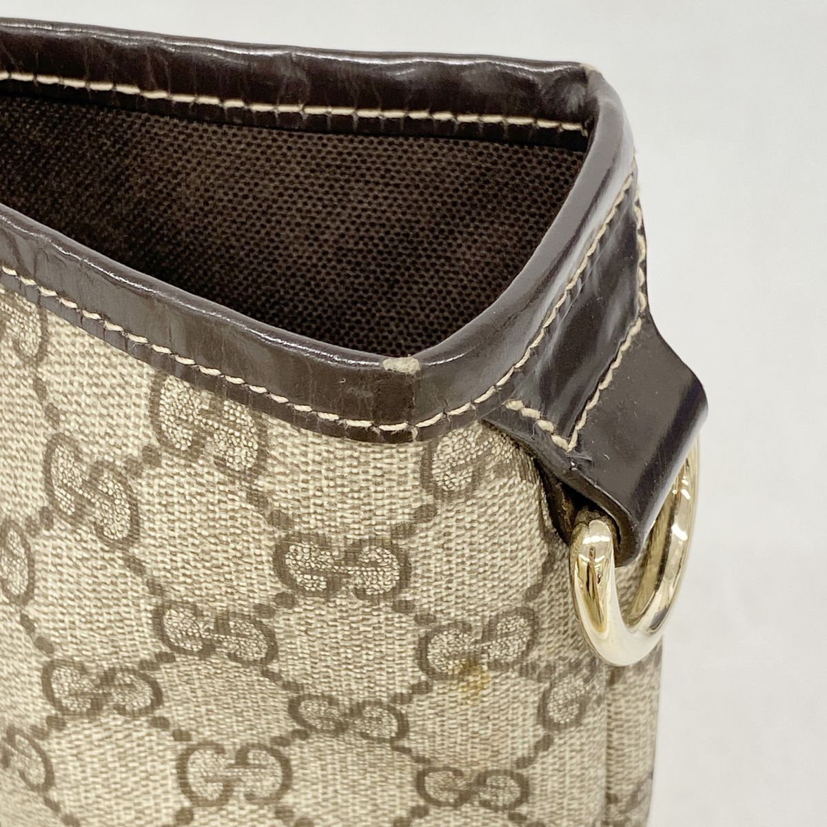 Gucci Tote Bag GG Supreme Brown Champagne Gold — view 6
