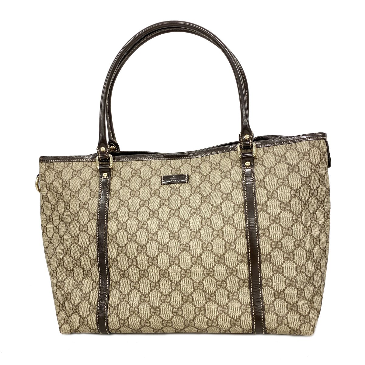 Gucci Tote Bag GG Supreme Brown Champagne Gold