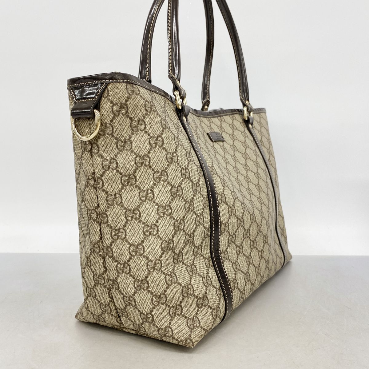 Gucci Tote Bag GG Supreme Brown Champagne Gold — view 2