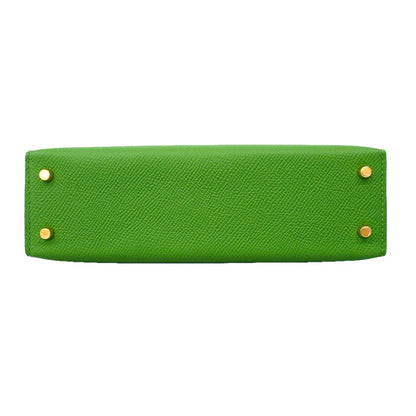 Hermes Handbag Mini Kelly 2 Veau Epsom Vert Yucca Gold 2-Way Bag — view 3