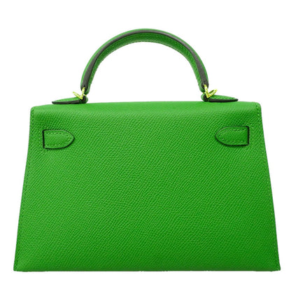 Hermes Handbag Mini Kelly 2 Veau Epsom Vert Yucca Gold 2-Way Bag — view 7