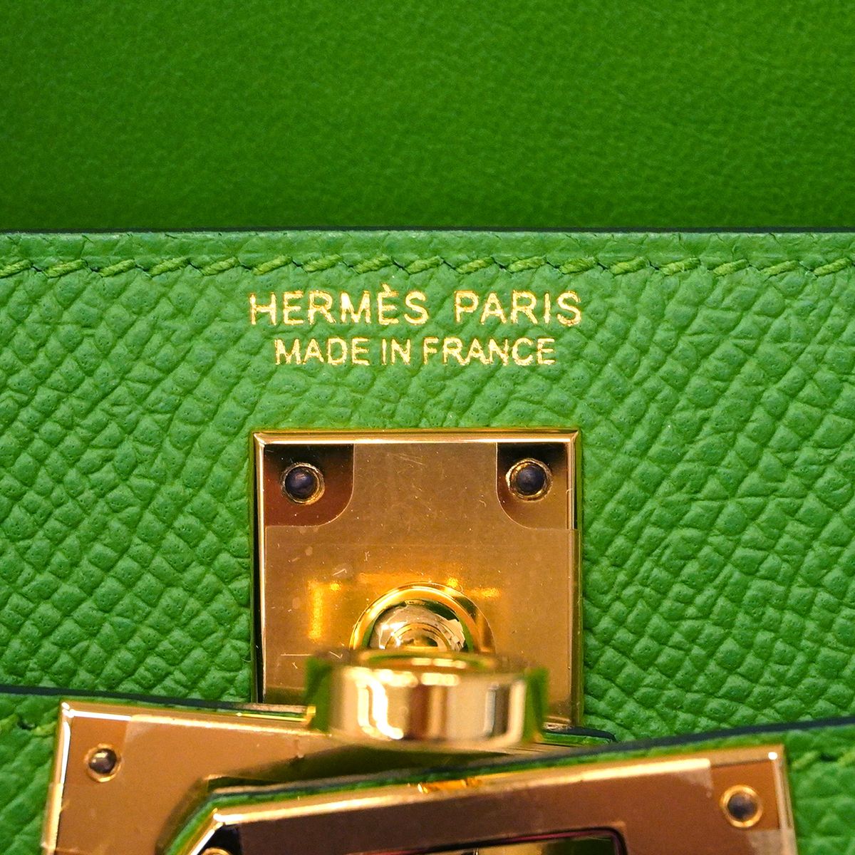 Hermes Handbag Mini Kelly 2 Veau Epsom Vert Yucca Gold 2-Way Bag — view 5