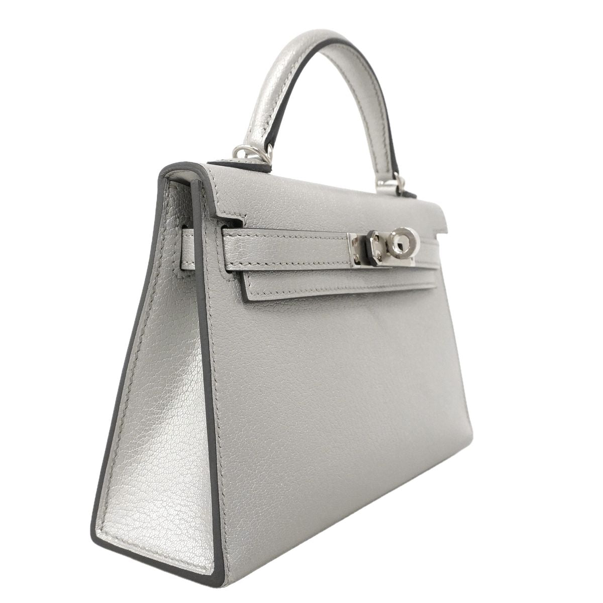 Hermes Handbag Mini Kelly 2 Chevre Chamkila Argent 2-Way Bag — view 2