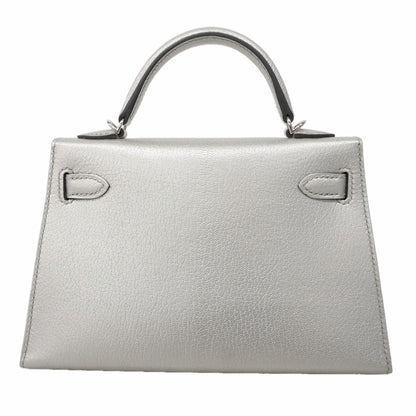 Hermes Handbag Mini Kelly 2 Chevre Chamkila Argent 2-Way Bag — view 7