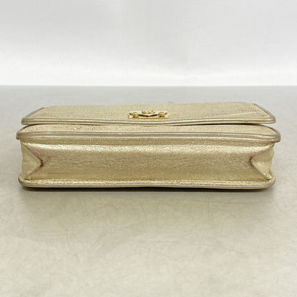 Chanel Wallet on Chain Leather Gold Champagne — view 3