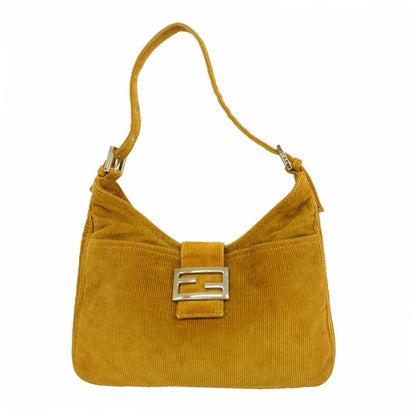 Fendi Handle Zucca Mamma Bucket Corduroy Ocher Silver