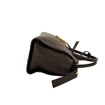 Saint Laurent Paris Downtown Baby Cabas YSL Logo Leather Handle Brown Handbag — view 6