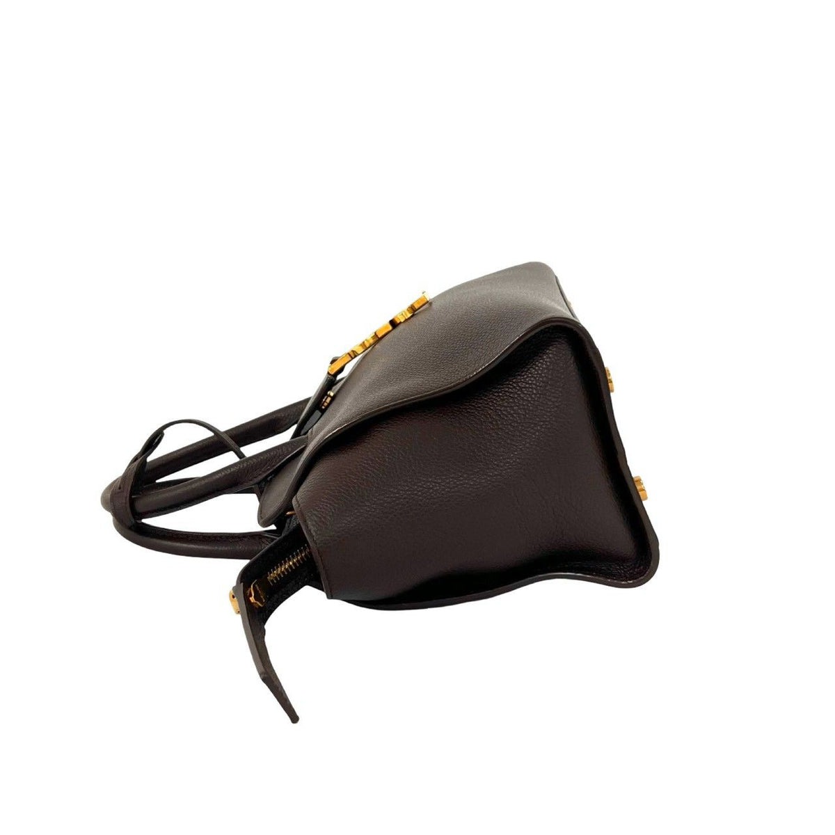 Saint Laurent Paris Downtown Baby Cabas YSL Logo Leather Handle Brown Handbag — view 5